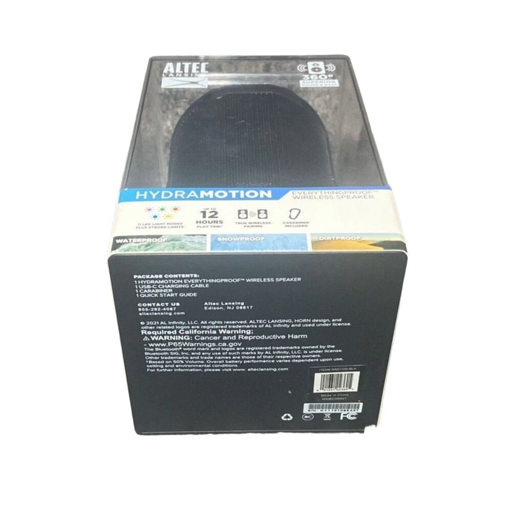 Altec Lansing HydraMotion Bluetooth Speaker Waterproof Portable Black NEW - Picture 3 of 5
